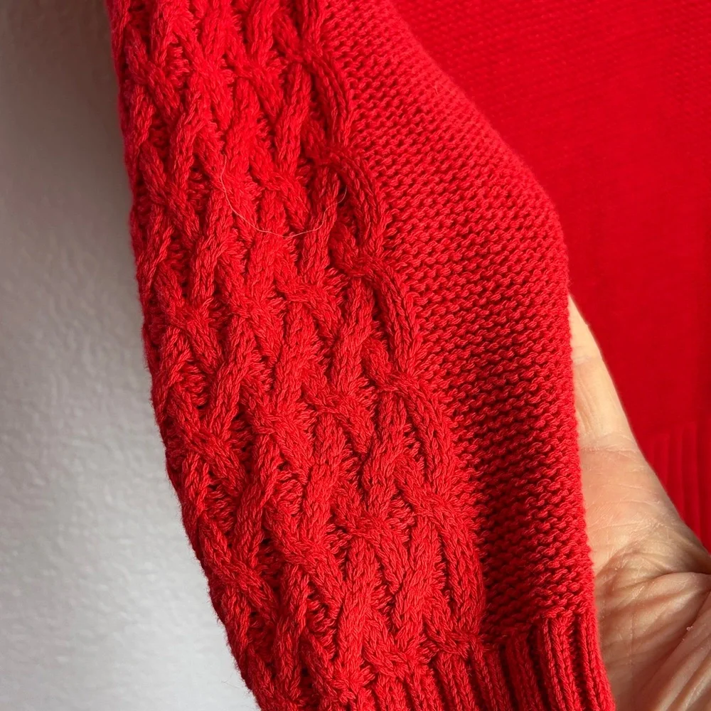 NWOT Red Cable Knit Sweater with Button Detail